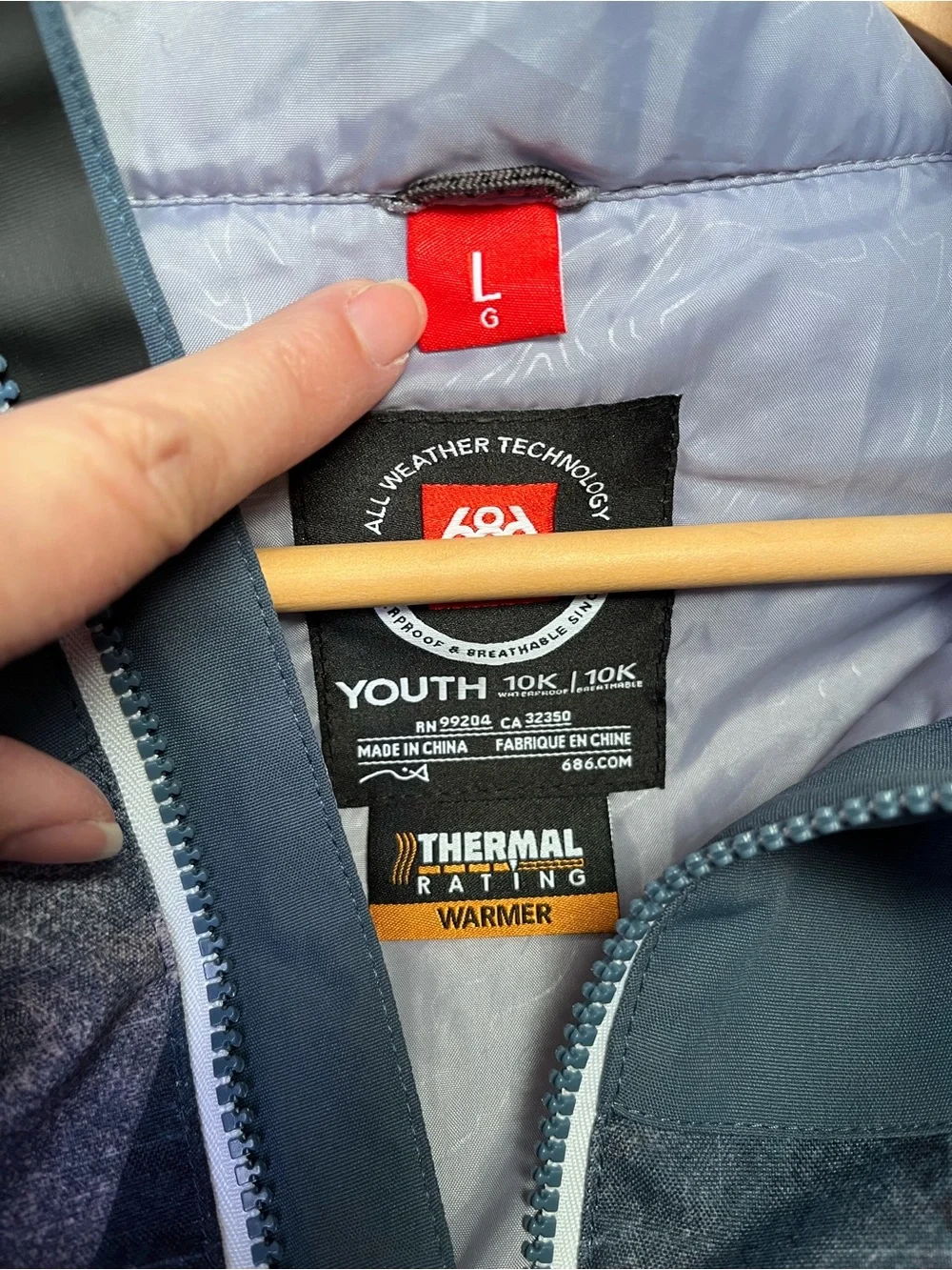 686 Youth Hooded Rain Jacket in Slate Blue & Mauve